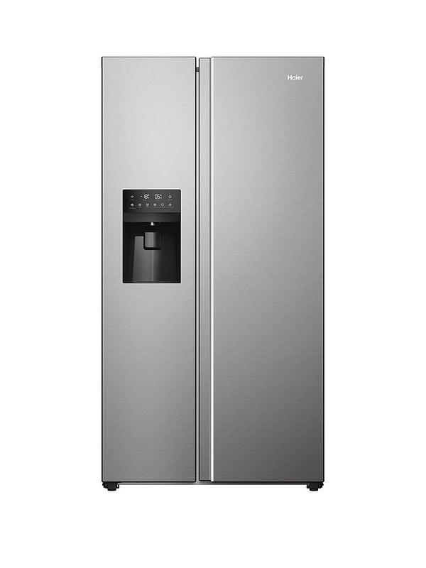 Haier SBS 90 HSR5918DIMP Total No Frost American Fridge Freezer with Water & Ice Dispenser, D Rated - Stainless Steel